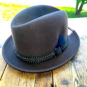 Vintage Washburn Water-Way Felt Finish Mens Wool Fedora Hat 6 3/4